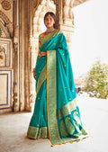 Blue Woven Traditional Banarasi Silk Saree