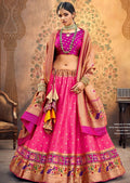 Magenta Pink Woven Paithani Silk Lehenga
