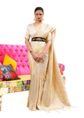 White Gold Hand Woven Kanjivaram Silk Saree