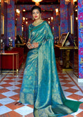 Ocean Blue Hand Woven Kanjivaram Silk Saree