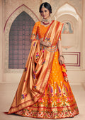 Mustard Yellow Woven Paithani Silk Lehenga