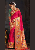 Ruby Red Woven Traditional Paithani Silk Saree