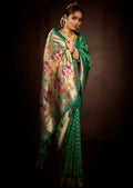 Green Zari Woven Traditional Peshwai Paithani Silk Saree With Swarovski Work