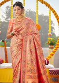 Orange Woven Traditional Paithani Silk Saree
