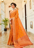 Mustard Yellow Woven Traditional Patola Silk Saree
