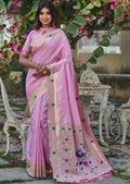 CARNATION PINK ZARI WOVEN TRADITIONAL PAITHANI SILK SAREE