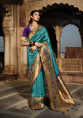 Blue Woven Designer Banarasi Silk Saree