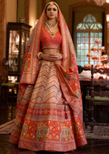 Orange Woven Traditional Rajwadi Patola Silk Lehenga