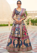 Midnight Blue Woven Traditional Rajwadi Patola Silk Lehenga