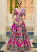 Magenta Purple Woven Traditional Rajwadi Patola Silk Lehenga