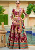 Maroon Red Woven Traditional Rajwadi Patola Silk Lehenga