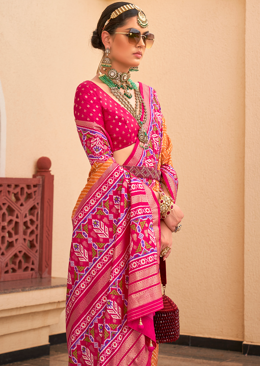 Mustard Yellow Woven Patola Silk Saree