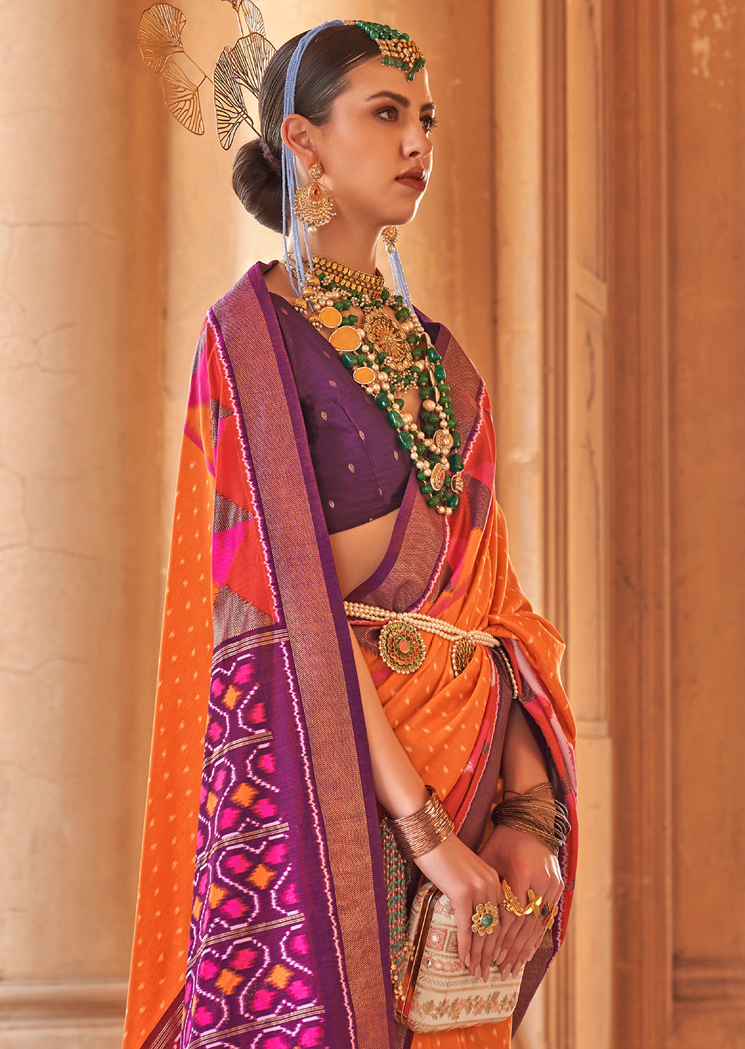 Orange Woven Patola Silk Saree