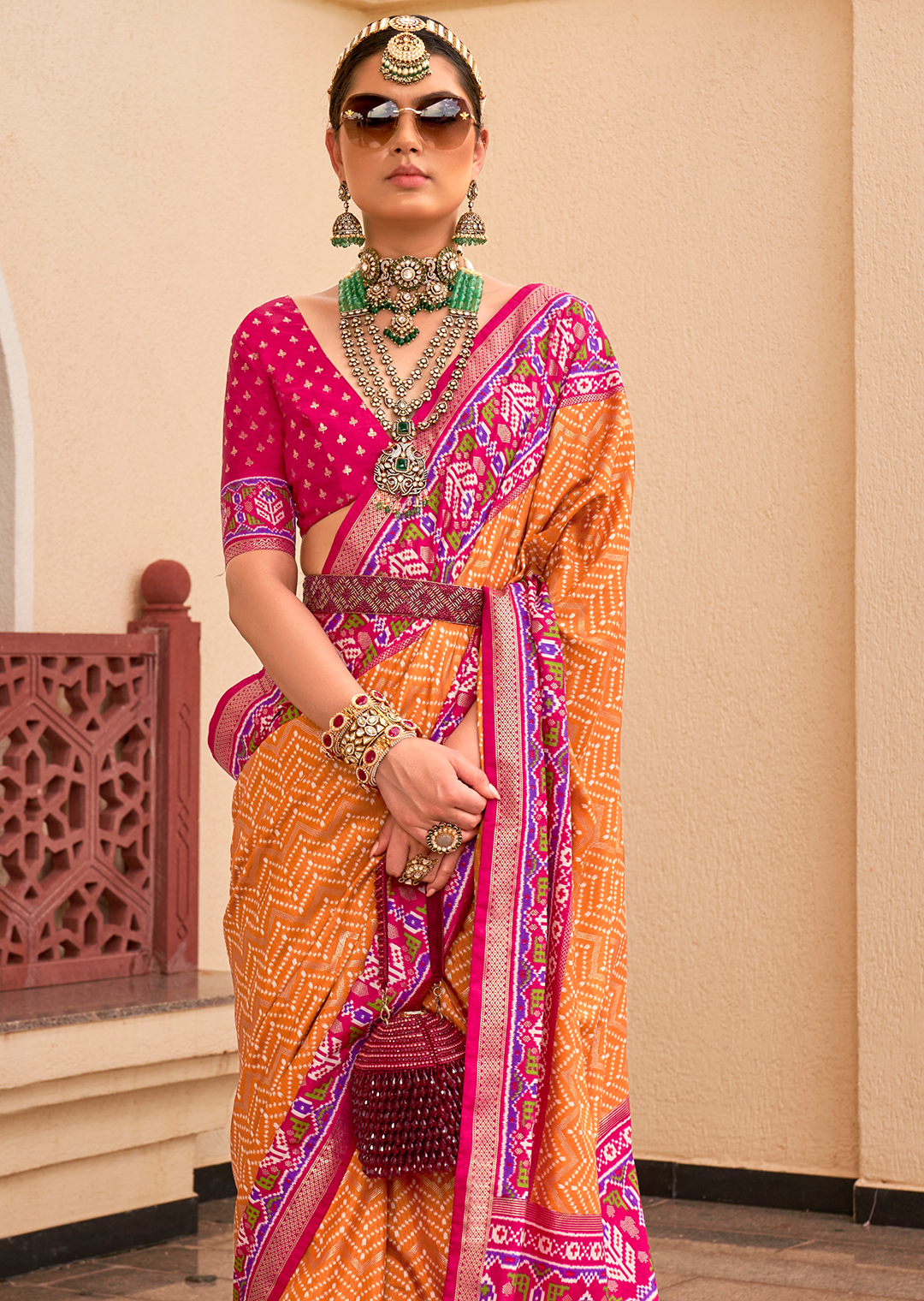 Mustard Yellow Woven Patola Silk Saree