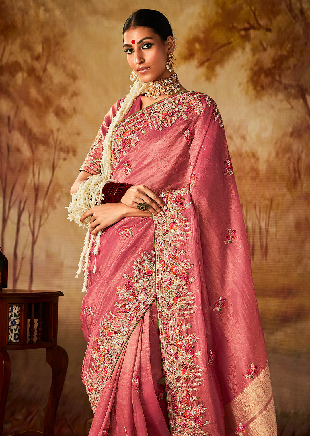Corise Red Zari Woven Heavy Embroidered Designer Kanjivaram Silk Saree
