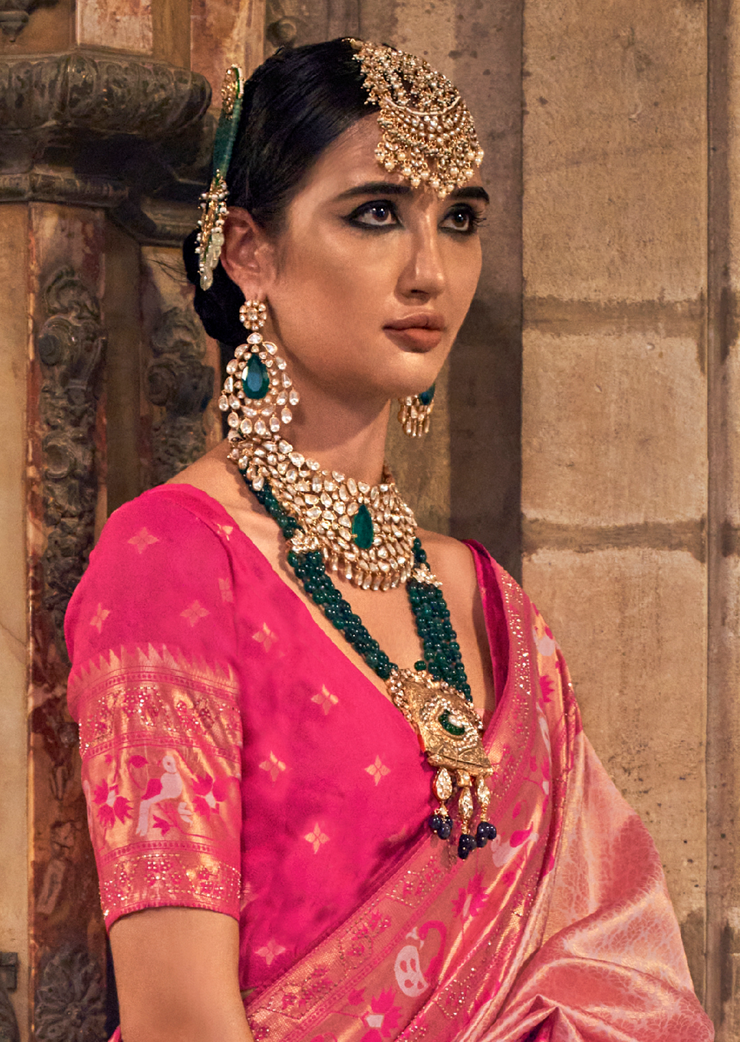 Pastel Pink Zari Woven Kanjivaram Paithani Silk Saree