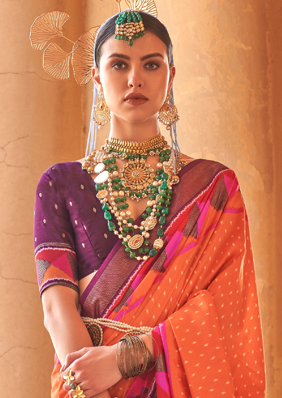 Orange Woven Patola Silk Saree