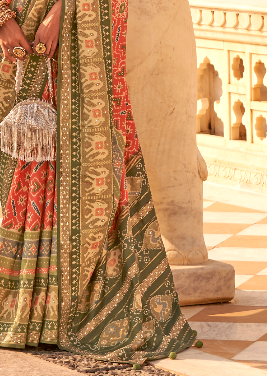 Orange Woven Royal Traditional Patola Silk Saree