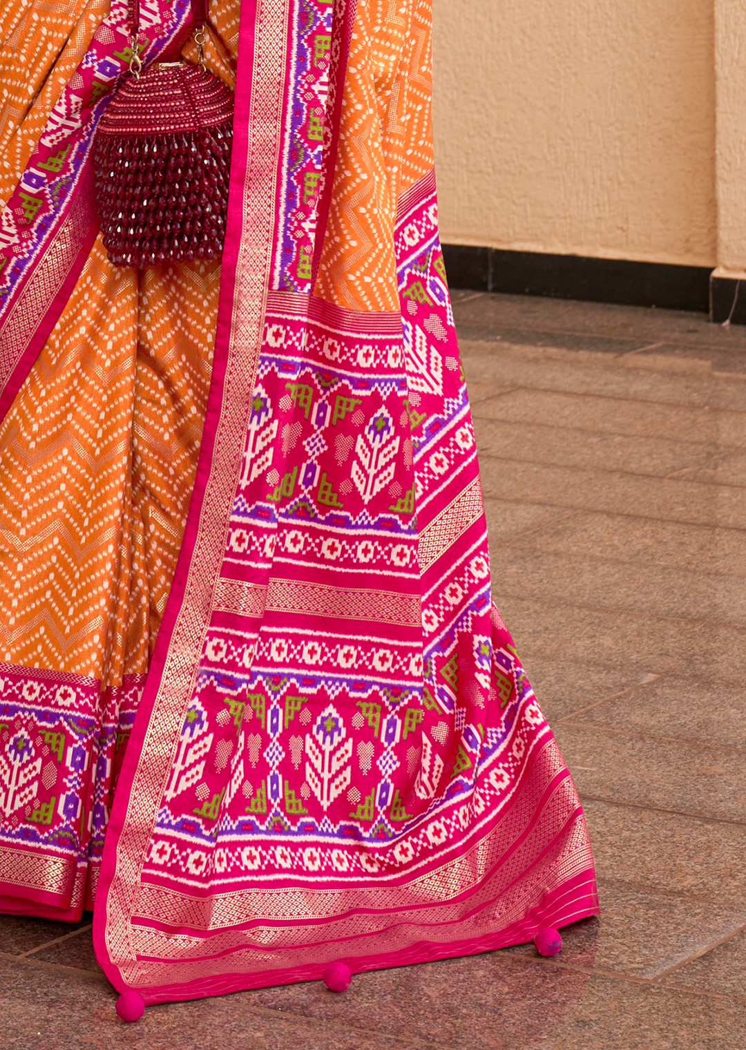 Mustard Yellow Woven Patola Silk Saree
