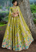 Pear Green Hand Worked Premium Designer Silk Lehenga