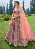 Byzantine Purple Heavy Embroidered Premium Designer Silk Lehenga