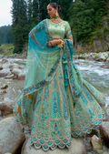 Mint Green Hand Worked Premium Designer Silk Lehenga