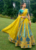 Canary Yellow Heavy Embroidered Premium Designer Silk Lehenga