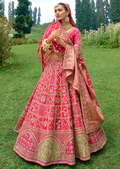 Ruby Red Heavy Embroidered Premium Designer Silk Lehenga