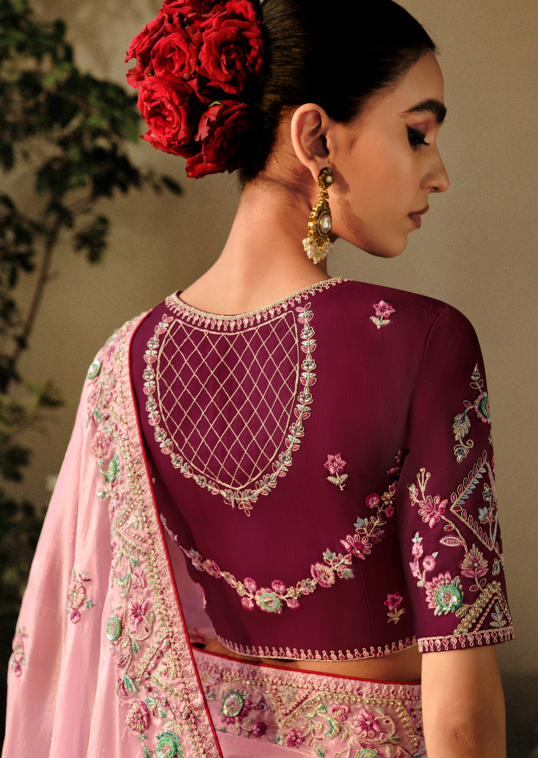 PASTEL PINK	WOVEN HEAVY EMBROIDERED PREMIUM DESIGNER SILK SAREE