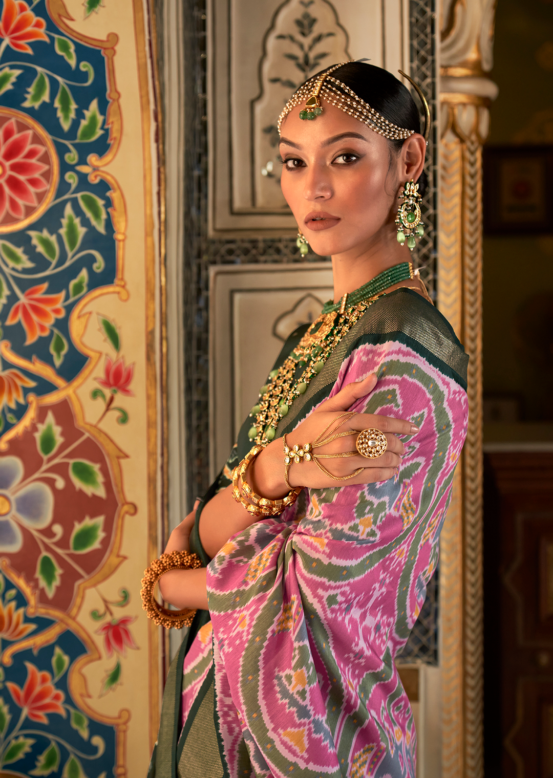 Lavender Rose Pink Woven Royal Traditional Patola Silk Saree