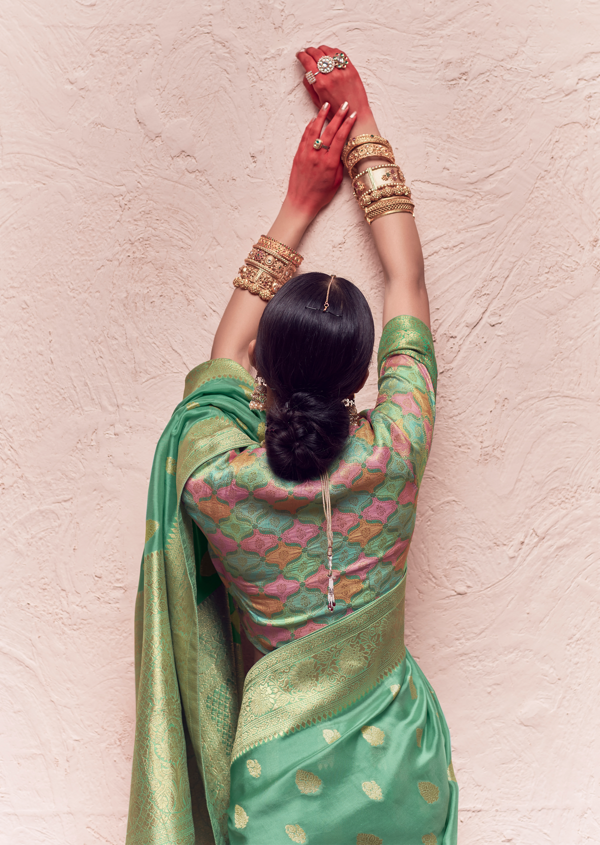 PEARL AQUA BLUE PURE CREPE SILK DESIGNER KHADDI BANARASI SAREE
