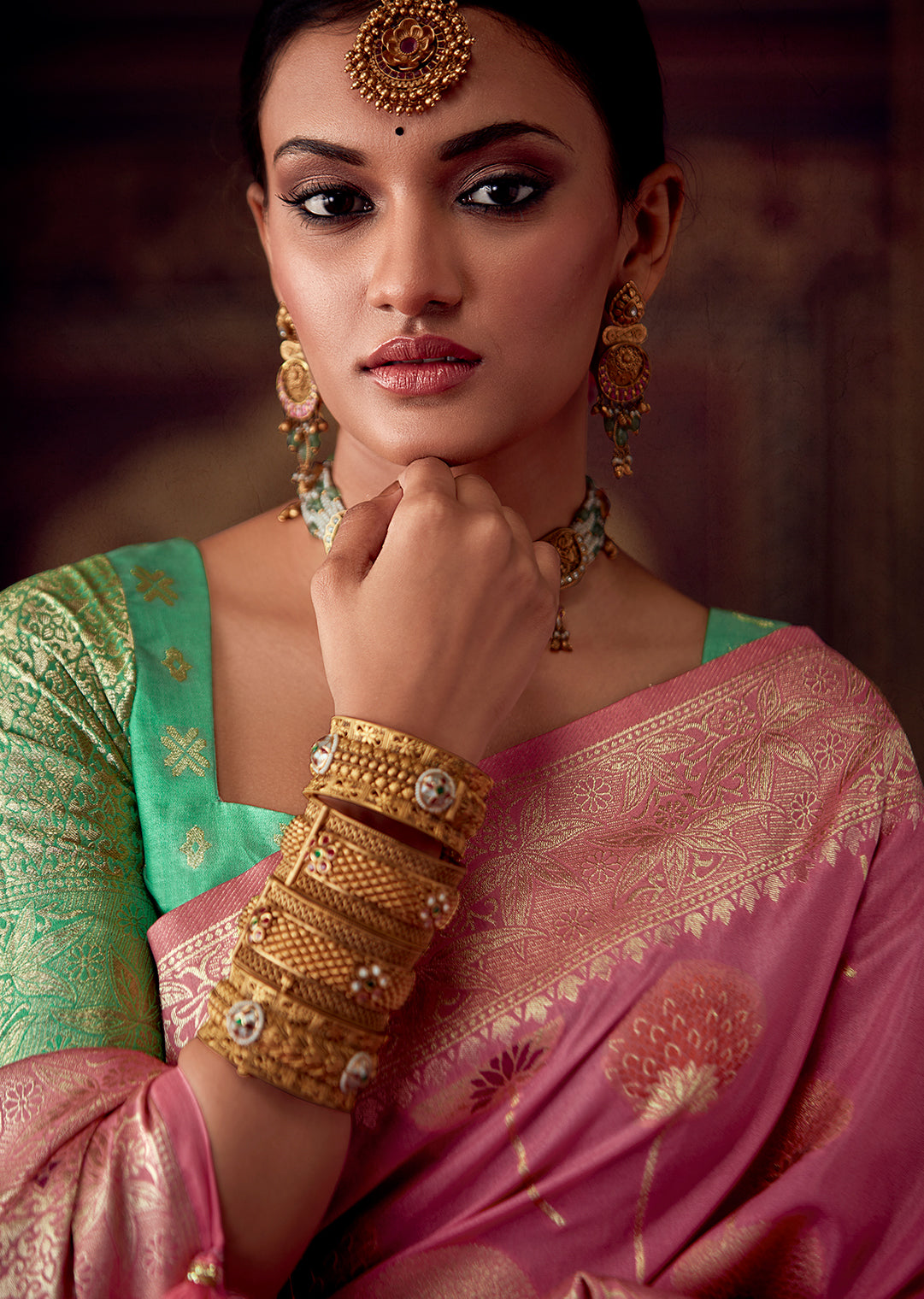 PUNCH PINK MEENAKARI WOVEN DESIGNER BANARASI SILK SAREE