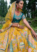 Mustard Yellow Hand Worked Premium Designer Silk Lehenga