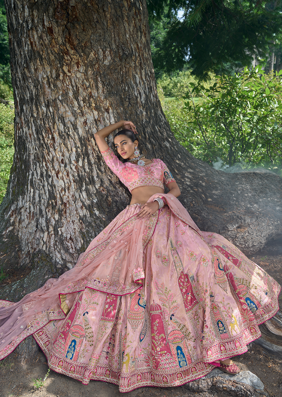 Lemonade Pink Hand Worked Premium Designer Silk Lehenga