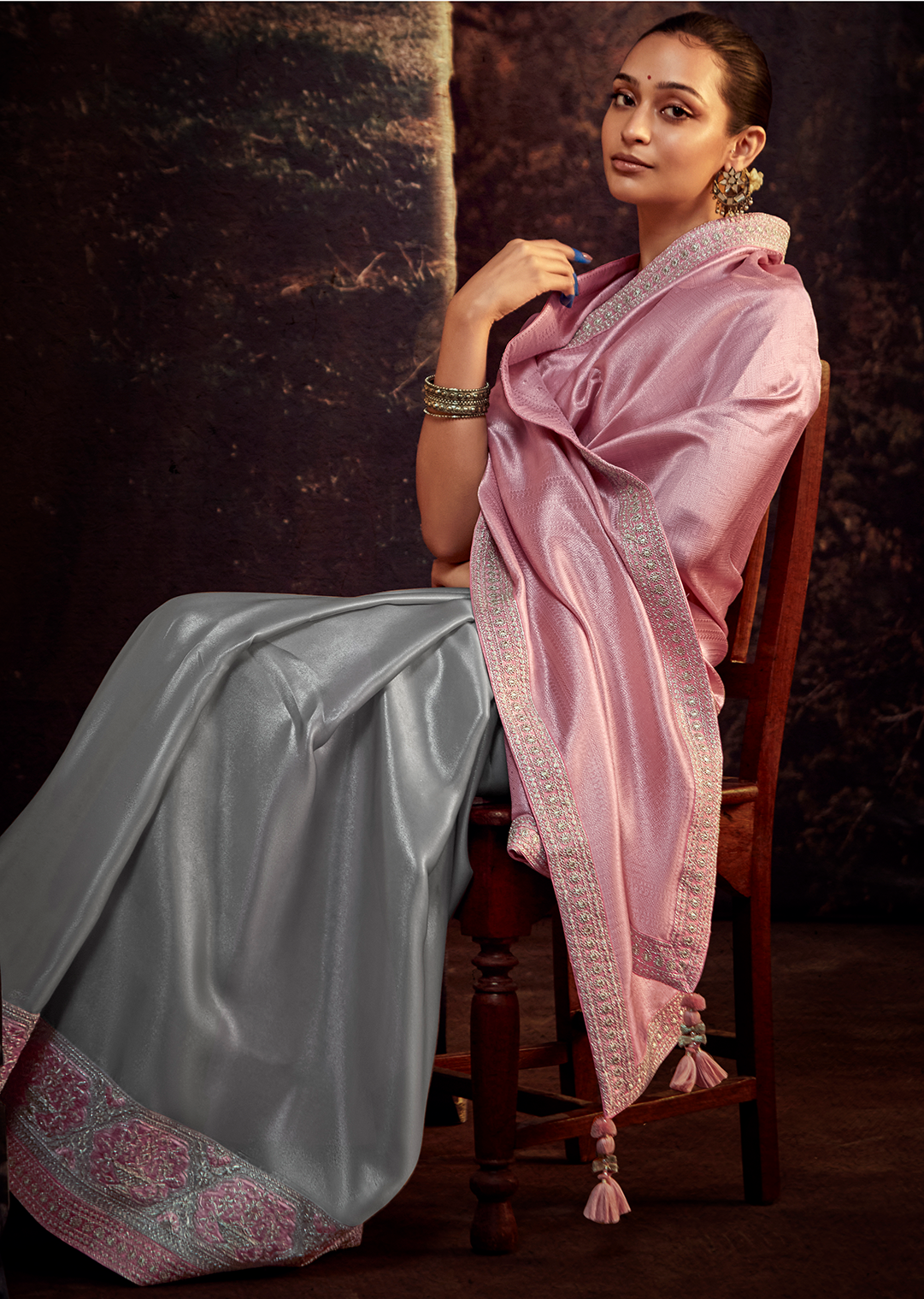 PASTEL PINK PURE BROCADE DESIGNER KANJIVARAM SILK SAREE