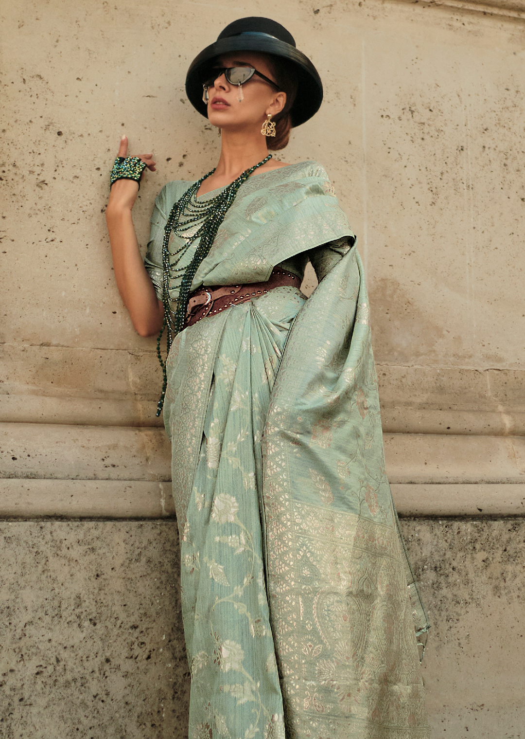Mint Green Gota Woven Pure Handloom Silk Saree