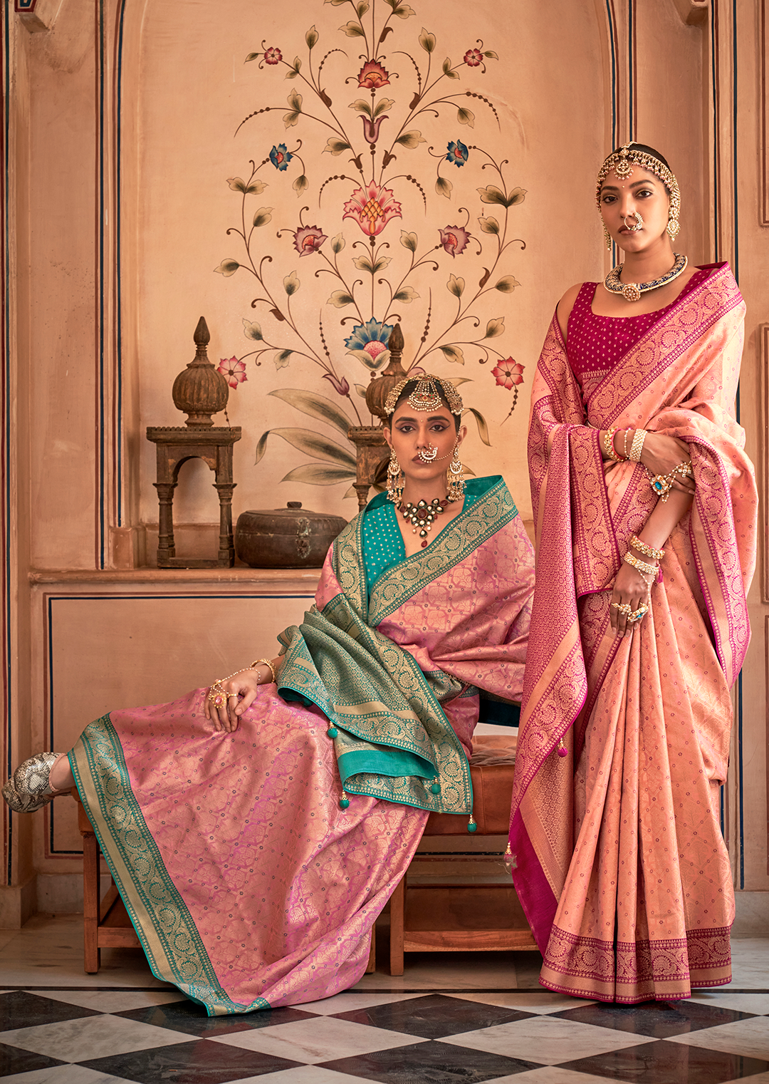 Peach Woven Royal Patola Kanjivaram Silk Saree