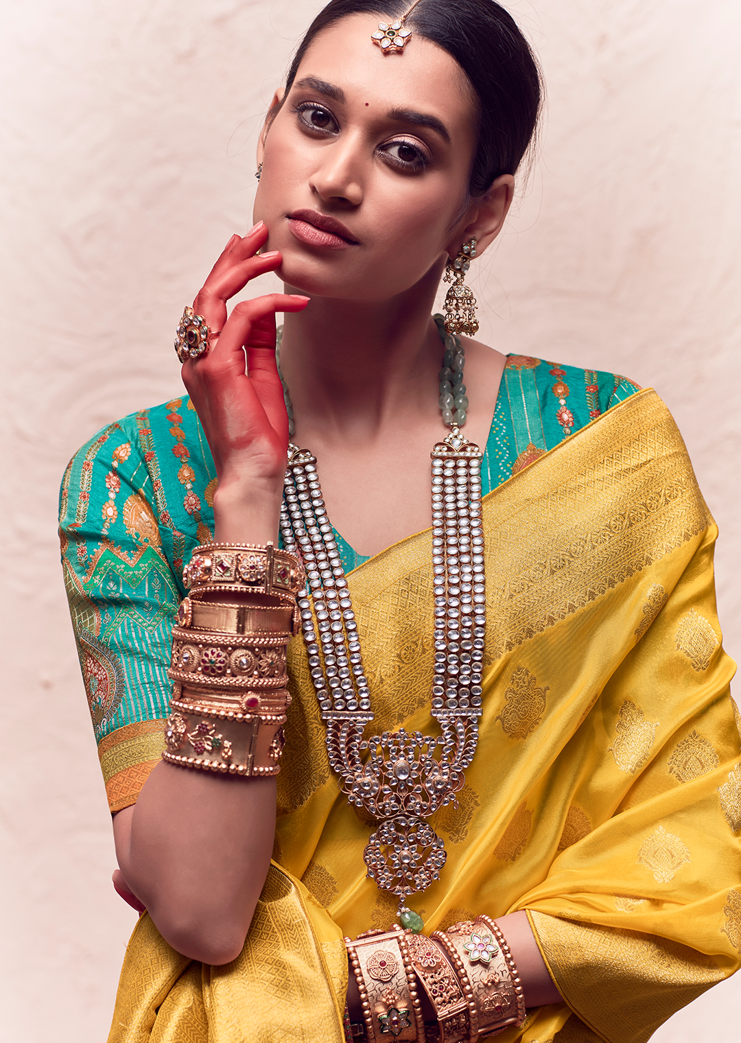 ROYAL YELLOW PURE CREPE SILK DESIGNER KHADDI BANARASI SAREE