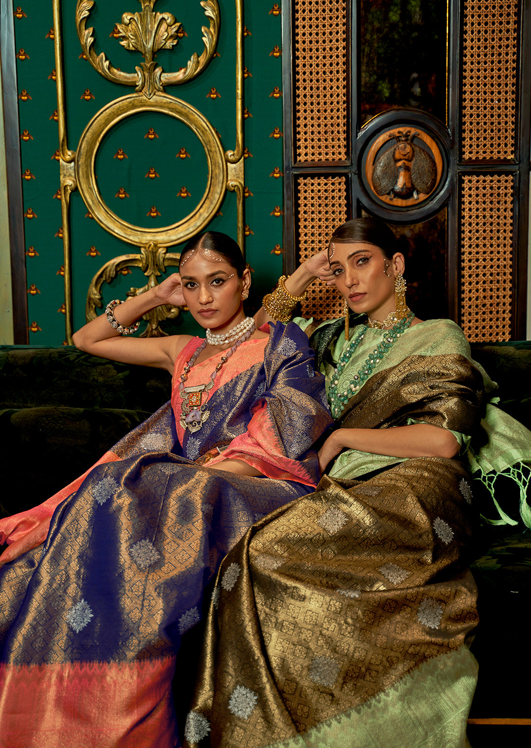 COPPER BLUE ZARI WOVEN HANDLOOM KANJIVARAM SILK SAREE