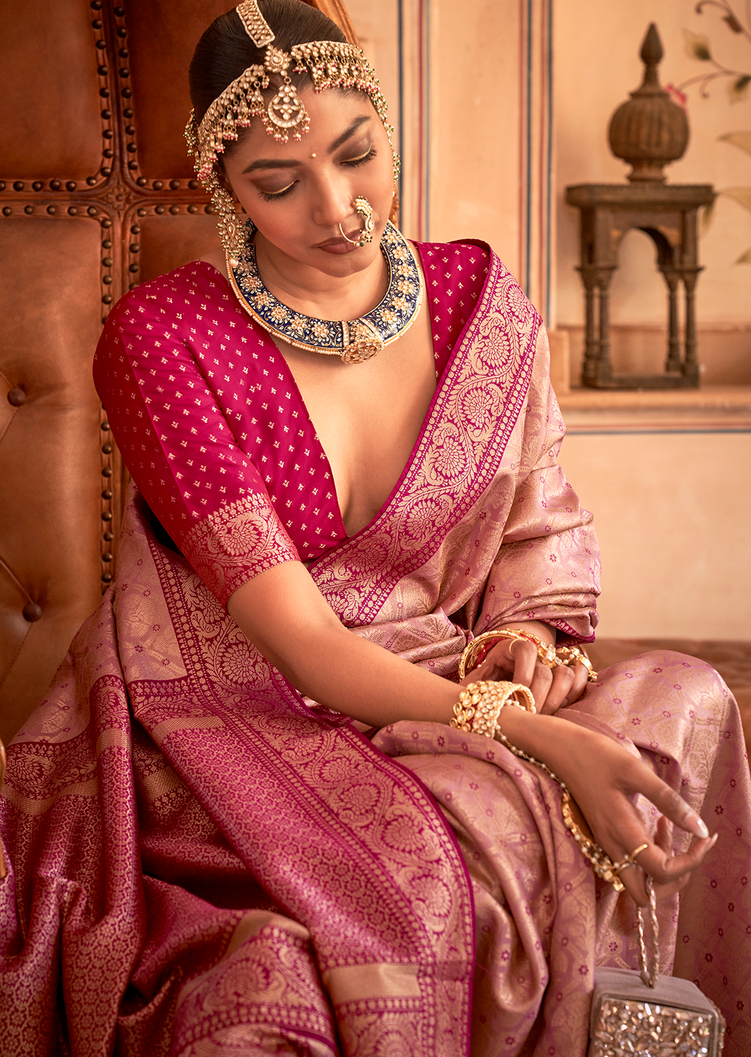 Plum Purple Woven Royal Patola Kanjivaram Silk Saree