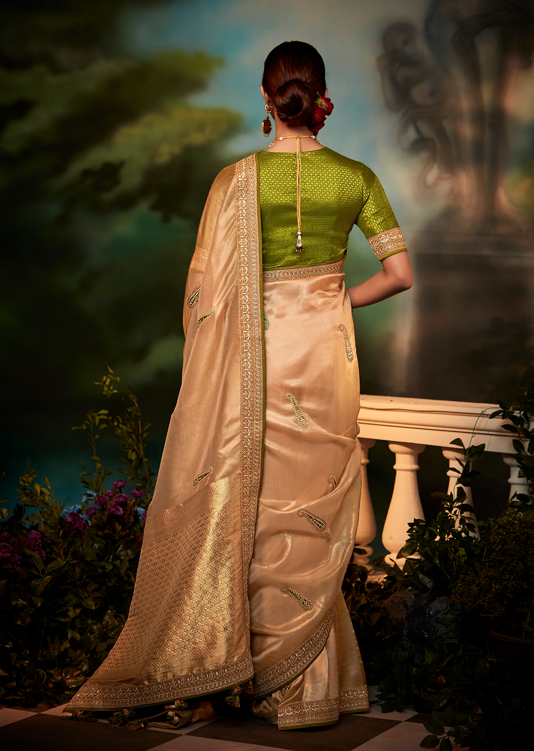 SANDY BROWN DESIGNER PURE ORGANZA SILK SAREE