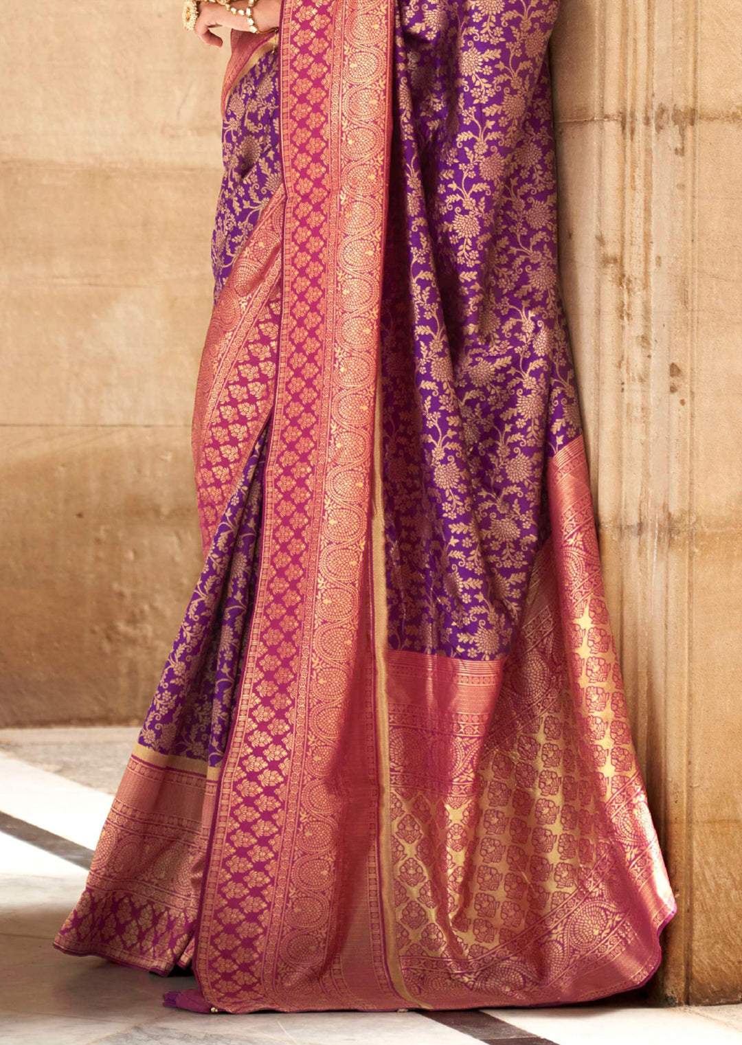 Plum Purple Zari Woven Royal Kanjivaram Silk Saree