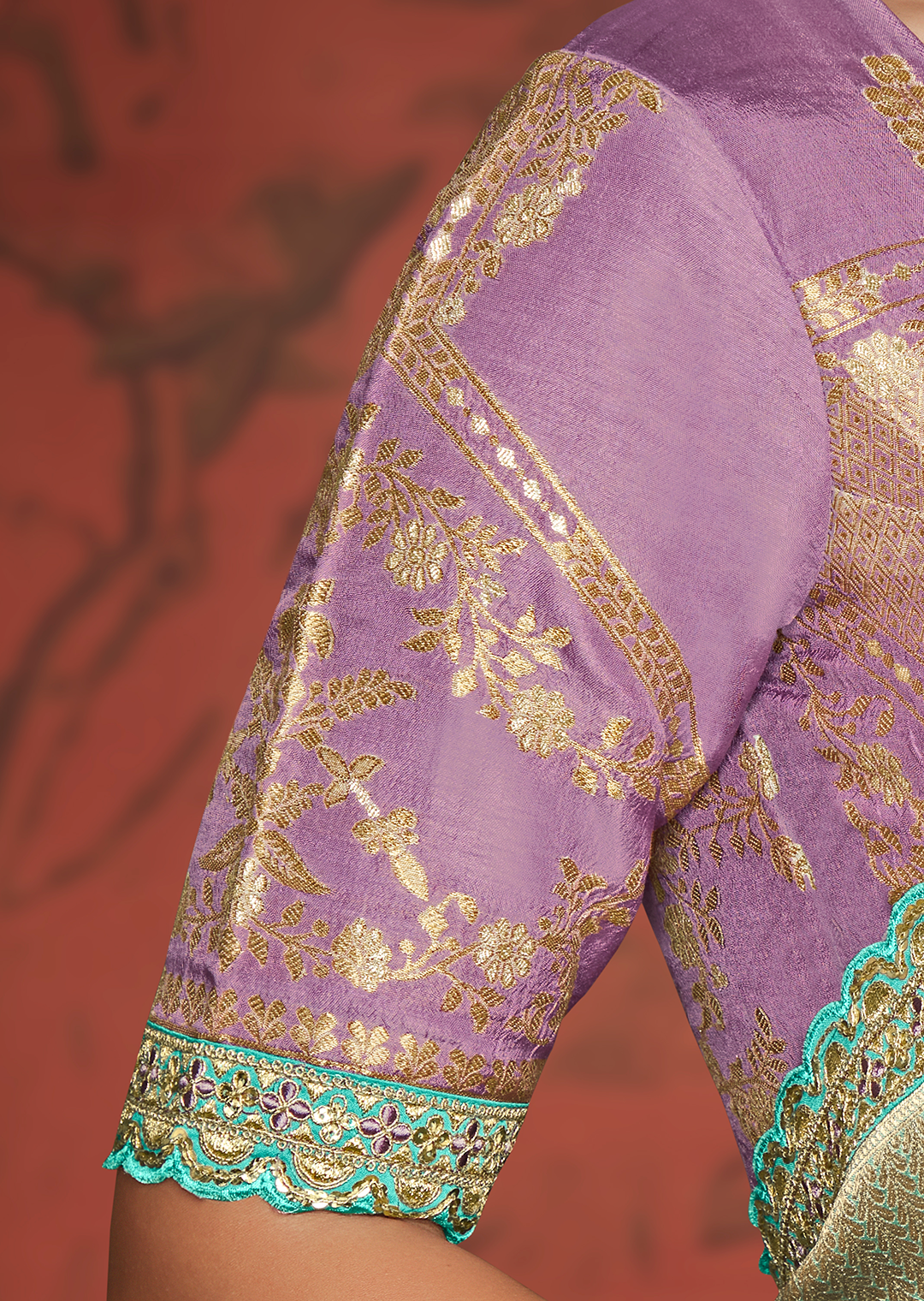 AQUA BLUE	PURE CREPE SILK DESIGNER BANARASI SAREE
