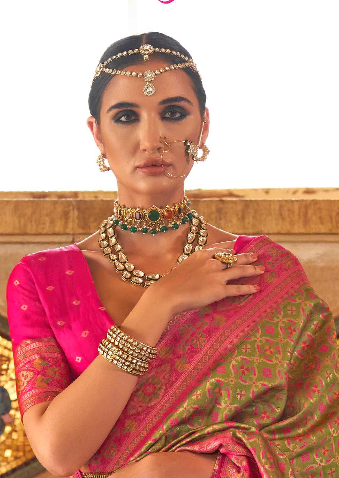 Olive Green Traditional Royal Patola Silk Saree