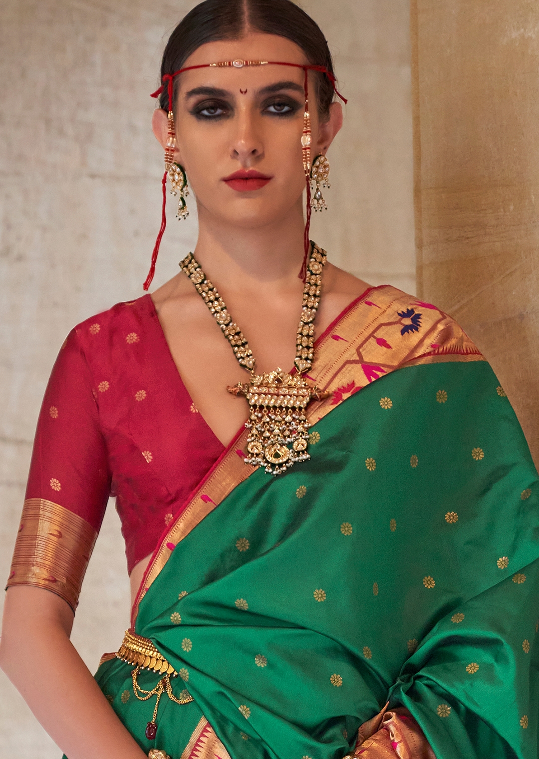 Jade Green Woven Traditional Royal Patola Paithani Silk Saree