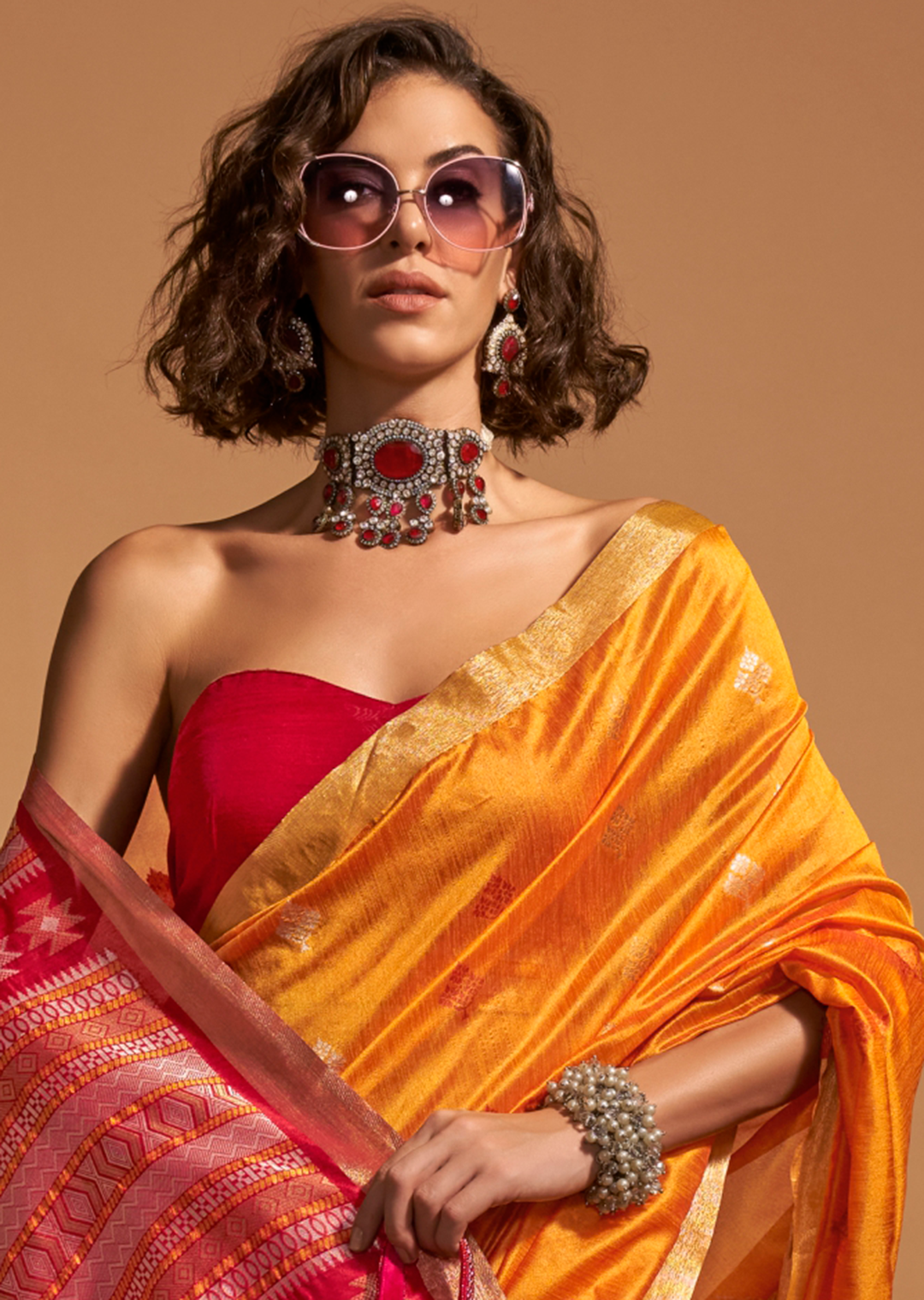 Mustard Yellow Woven Pure Handloom Silk Saree