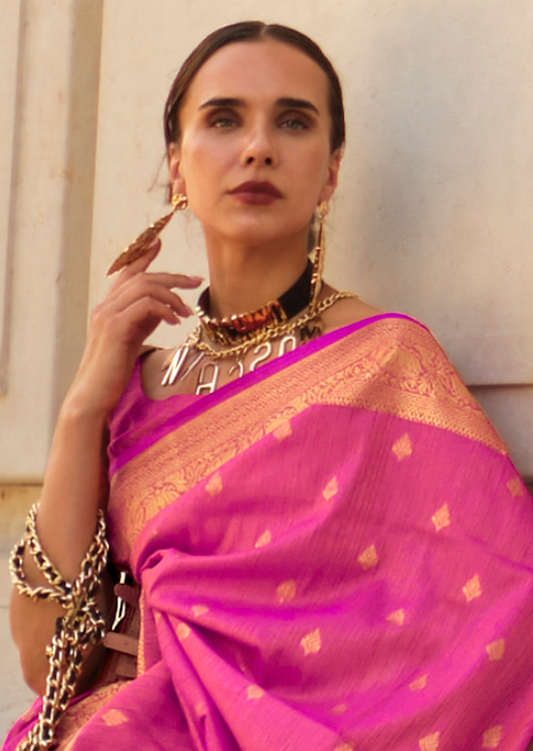 Hot Pink	Woven Pure Handloom Khadi Silk Saree