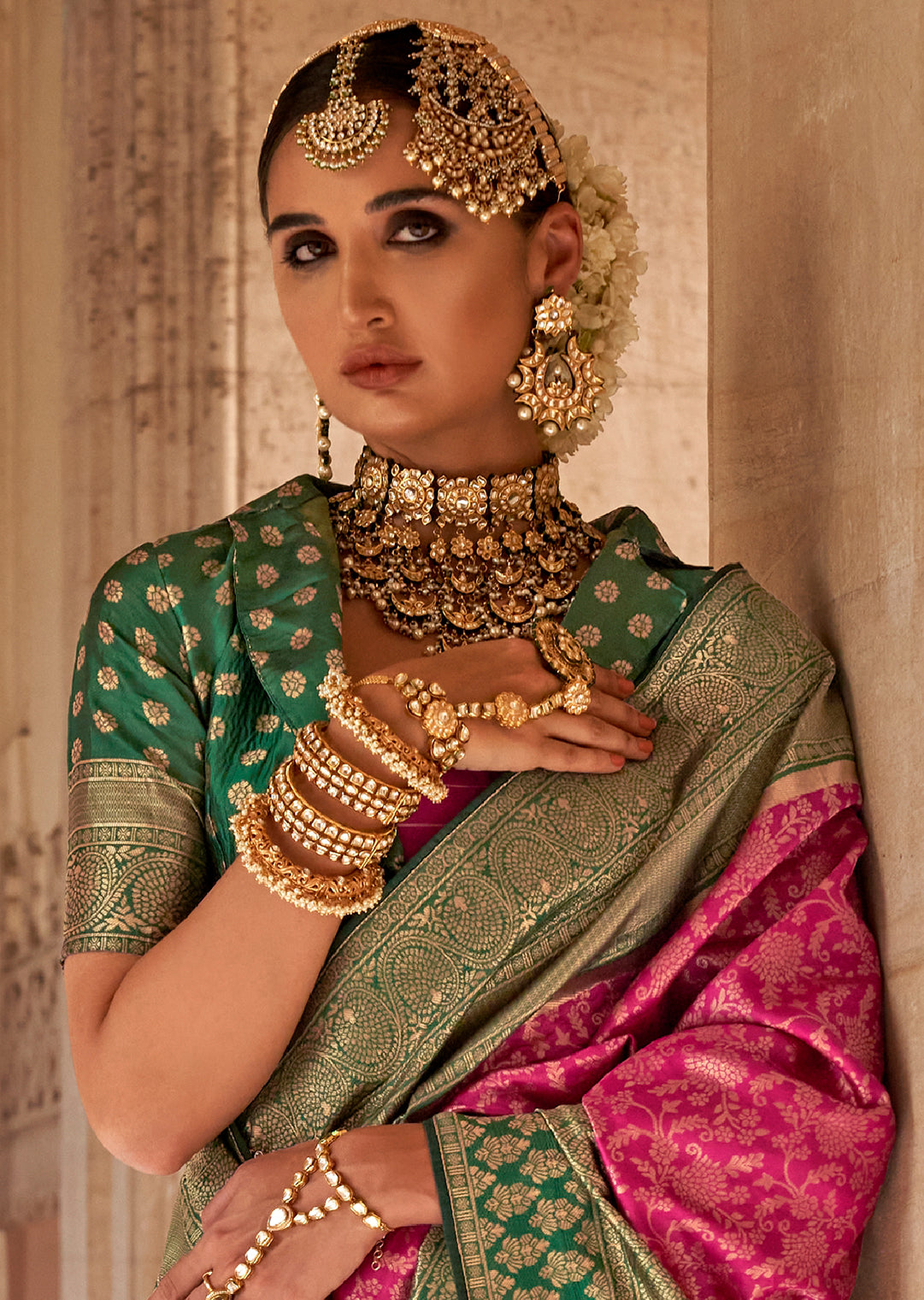 Magenta Pink Zari Woven Royal Kanjivaram Silk Saree