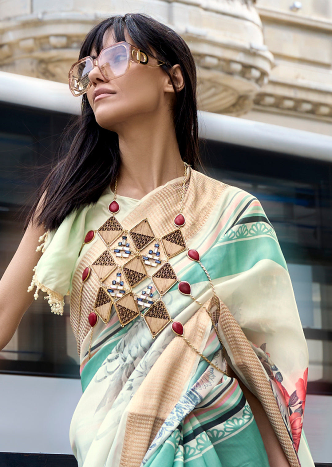 Off White Woven Pure Satin Organza Silk Saree