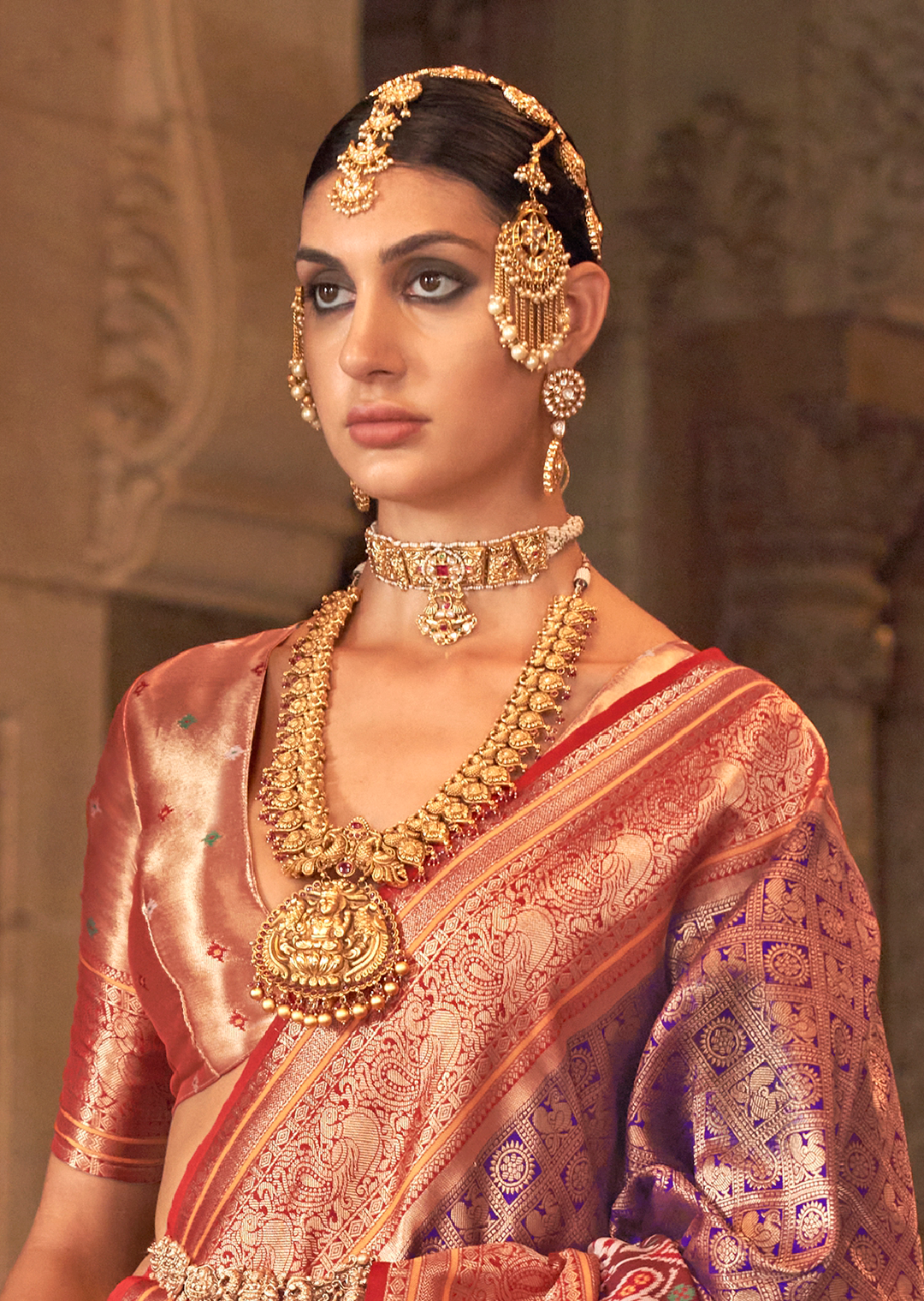 Violet & Red Woven Royal Patola Kanjivaram Silk Saree